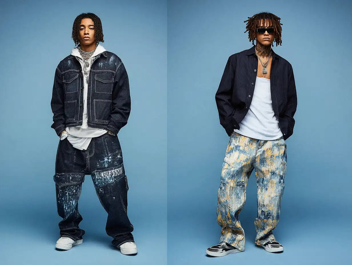 man with y2k outfit with layers