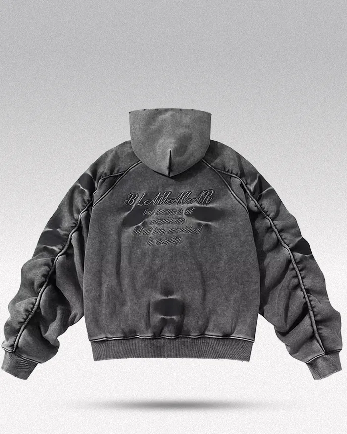 Acid wash zip up hoodie ’Onyx’