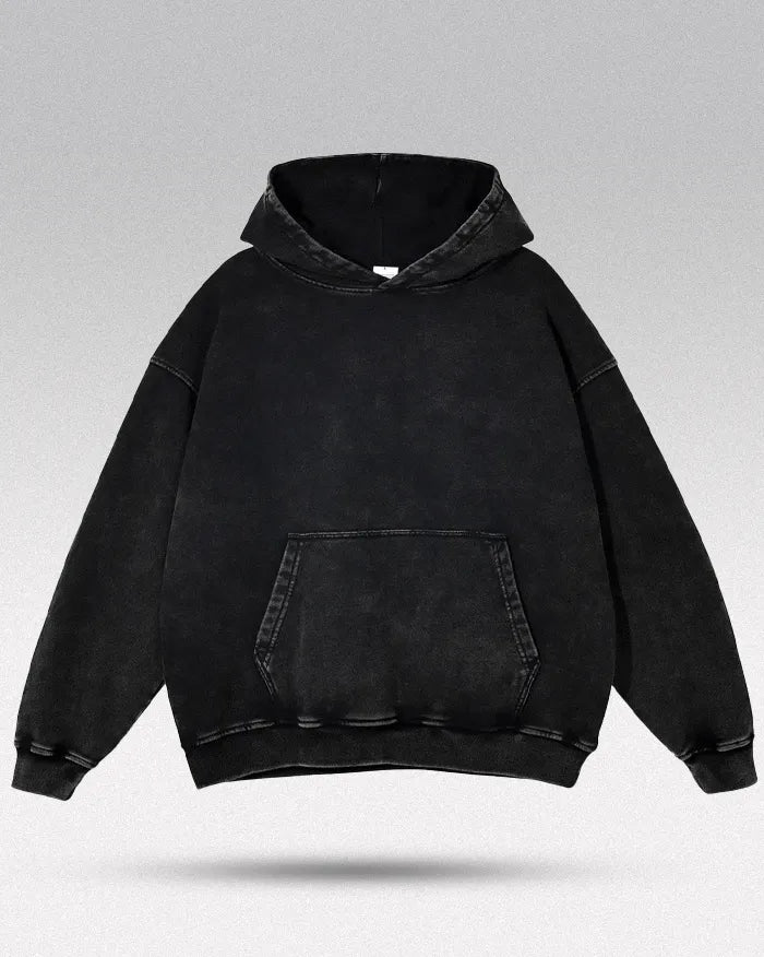 Acid washed hoodie ’Chrono’ - Black / S