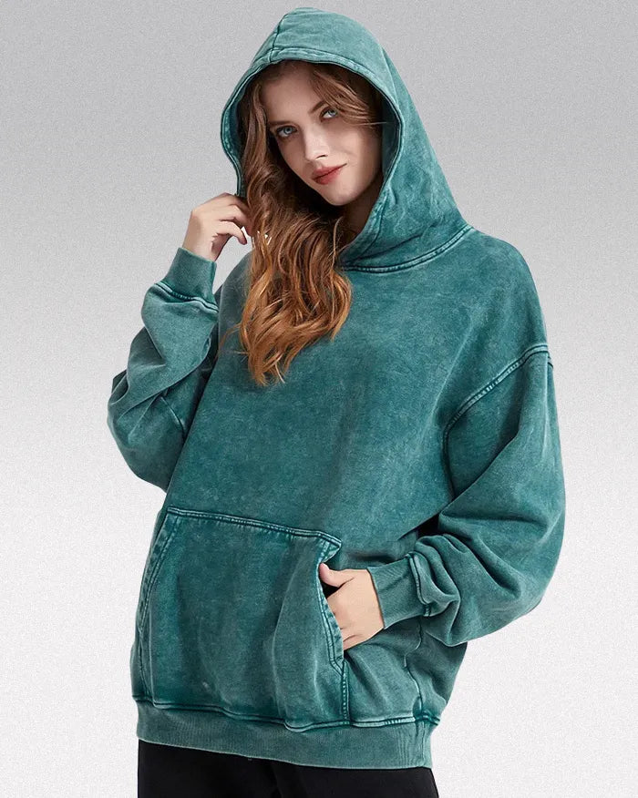 Acid washed hoodie ’Chrono’ - Green / S