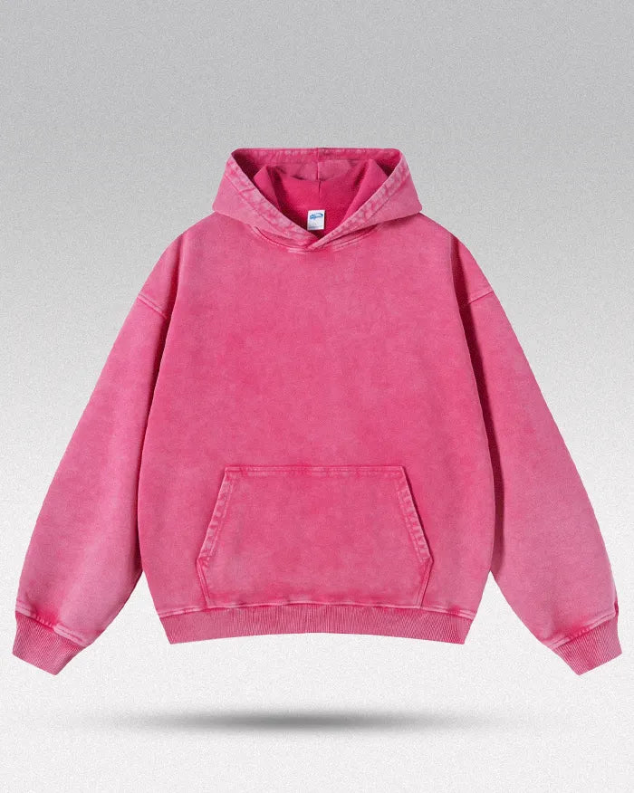 Acid washed hoodie ’Chrono’ - Pink / S