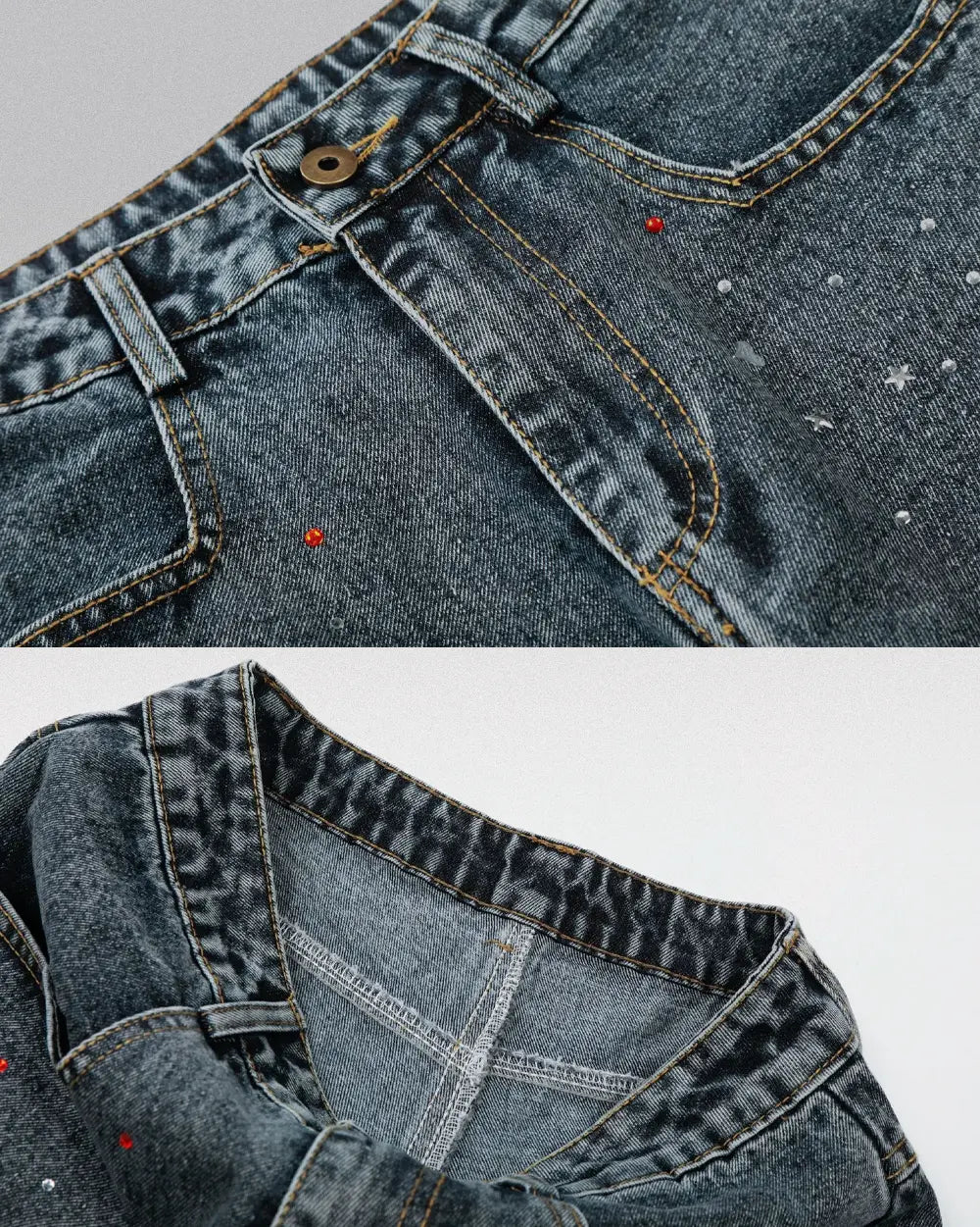 Baggy Rhinestone Jorts ’Warp’