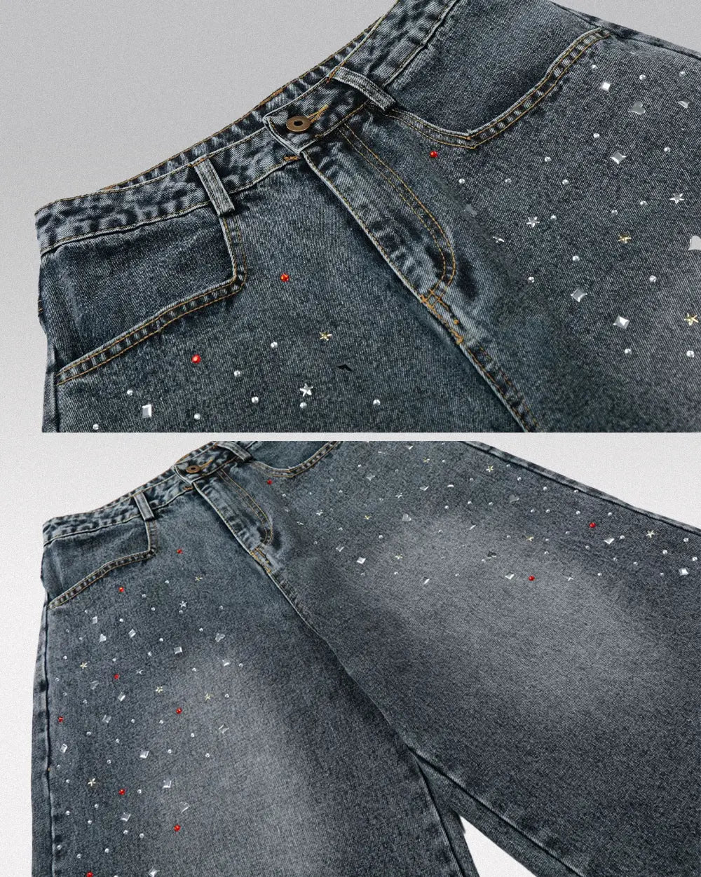 Baggy Rhinestone Jorts ’Warp’