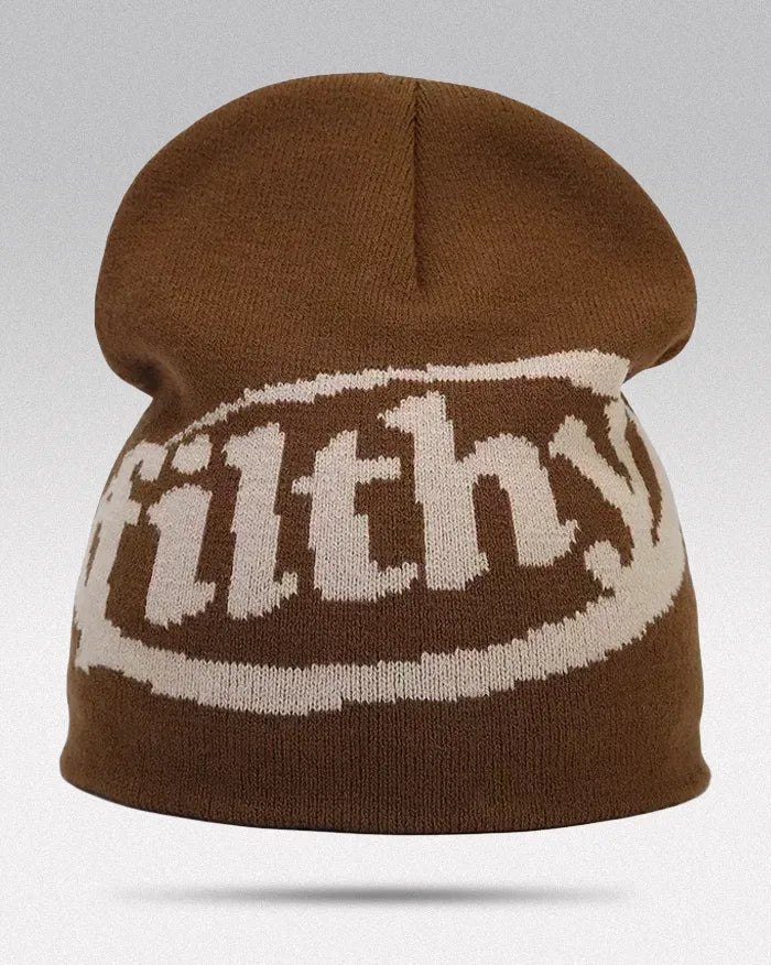 Beanie Hat Y2K ’Filthy’ - Brown
