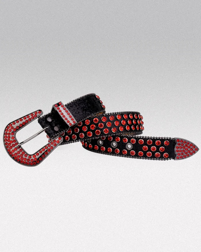 Black and red rhinestone belt ’Dash’