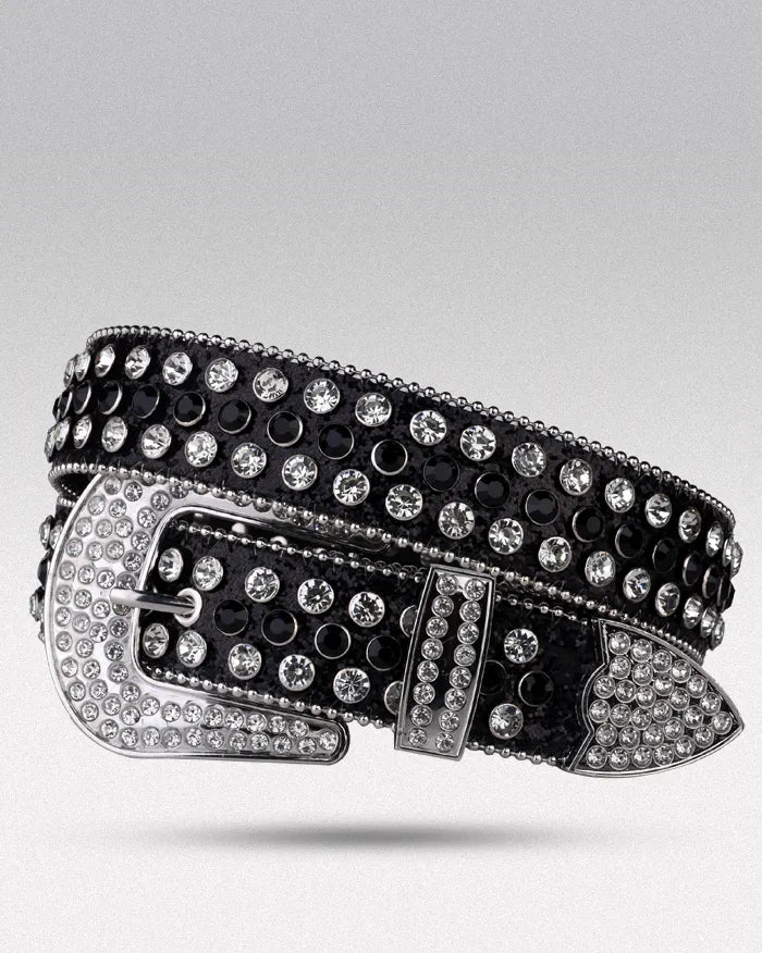 Black and silver rhinestone belt ’Dash’ - black / 105cm / 41inches