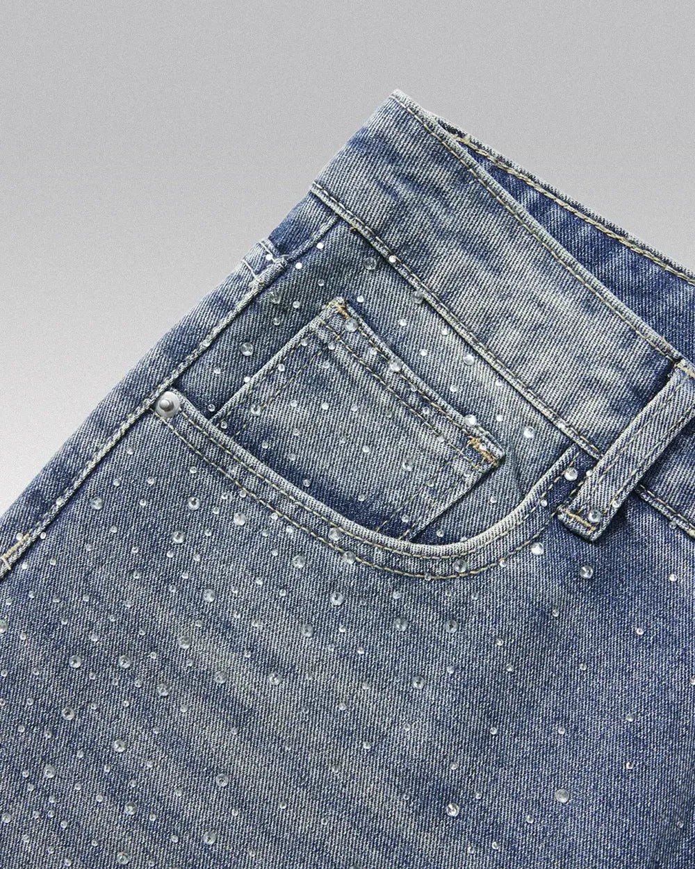 Blue Jorts with Rhinestones ’Nix’