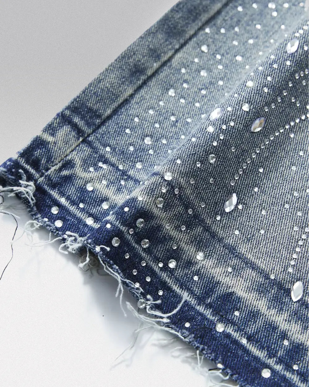 Blue Jorts with Rhinestones ’Nix’