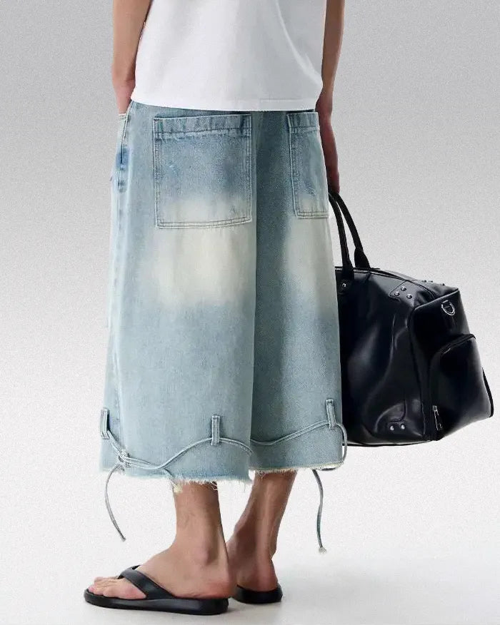 Blue washed jorts ’Helix’