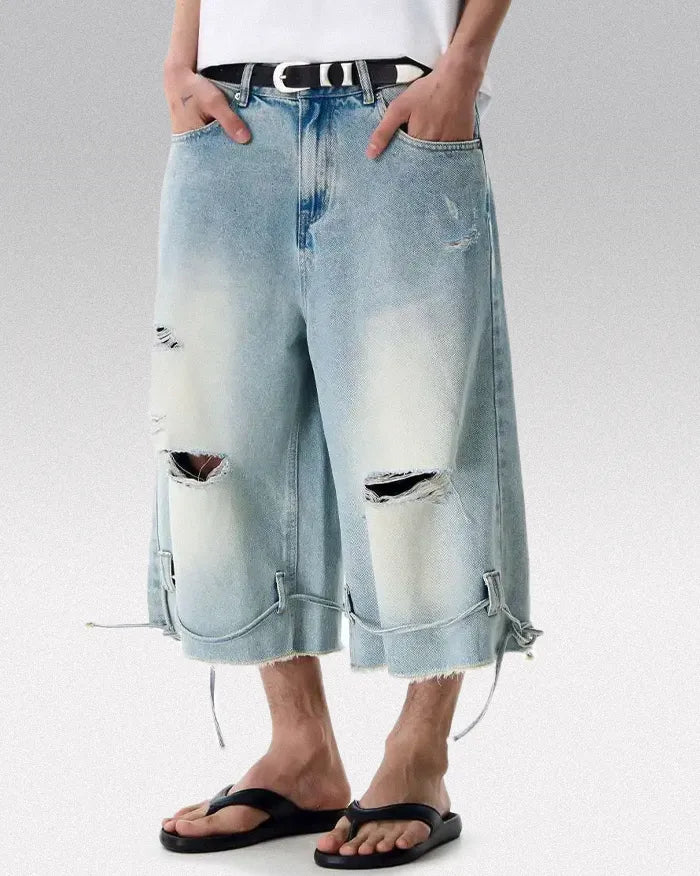 Blue washed jorts ’Helix’ - S