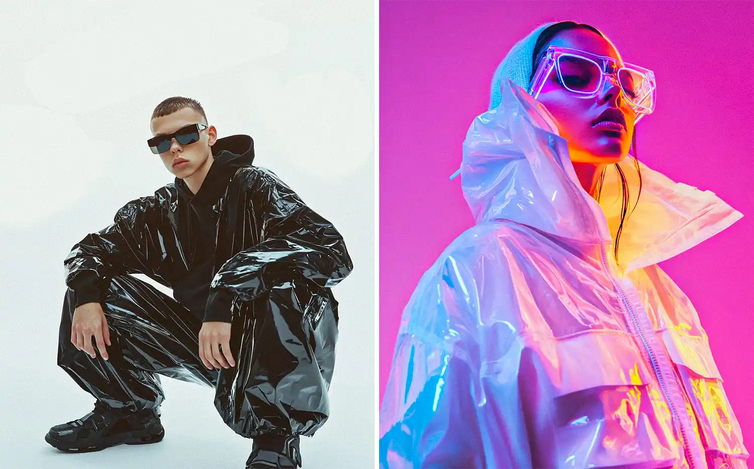 2 people in cyberpunk y2k outfits