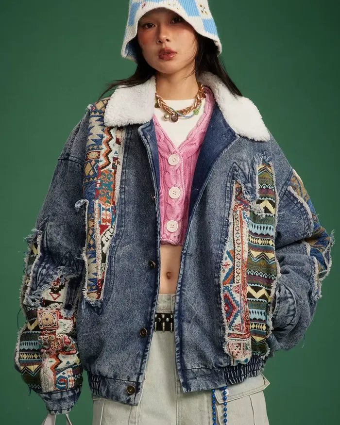 Denim patchwork jacket ’Aurora’