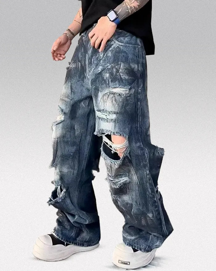Distressed Ripped Jeans ’Vyron’ Blue / S