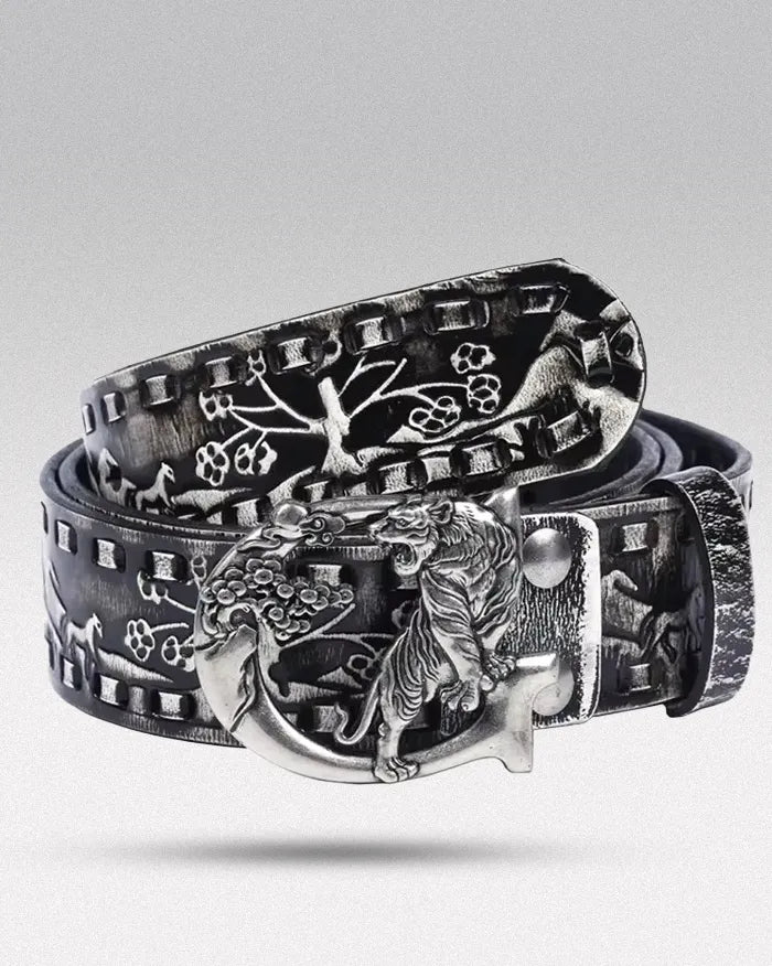 Embossed leather belt ’Tyga’