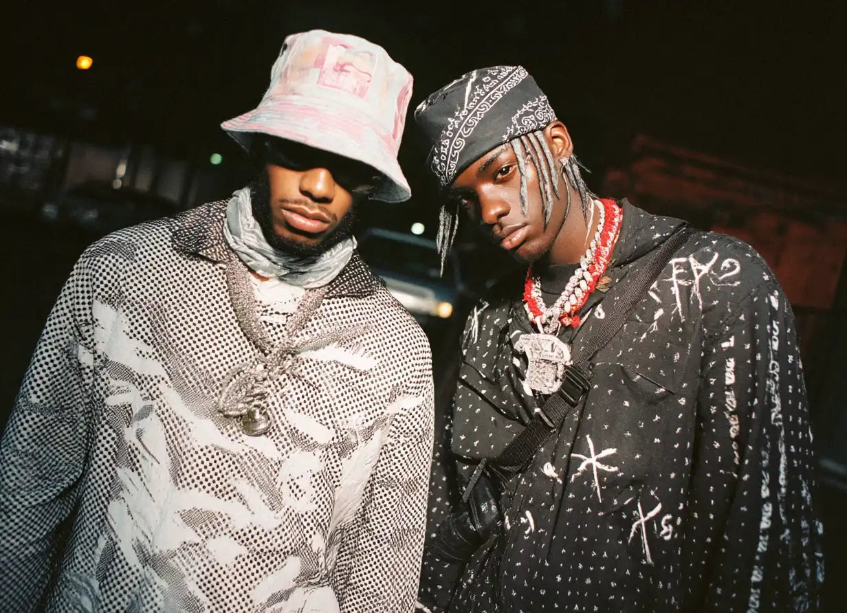 models in bandana and buck hats