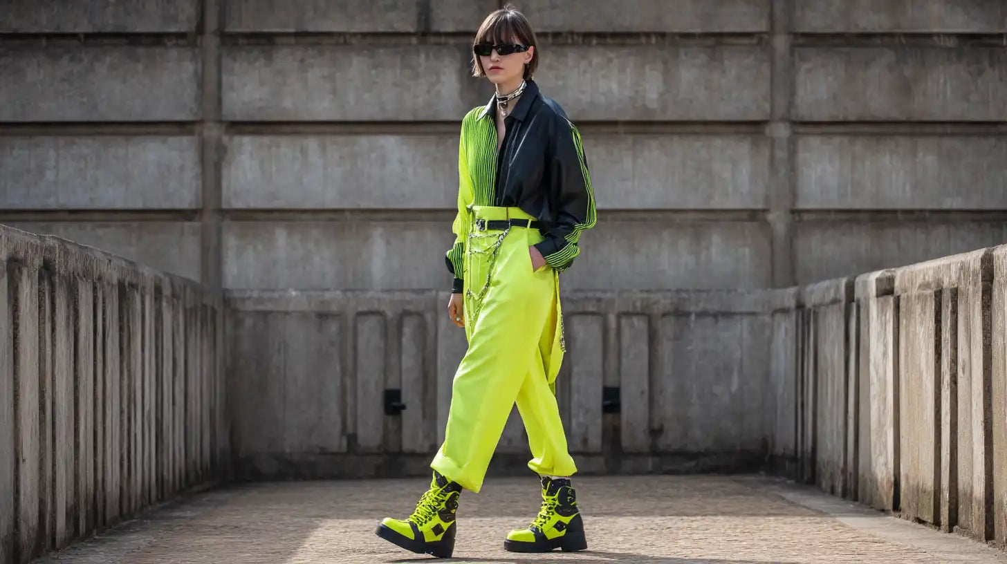 lady in futuristic y2k clothes