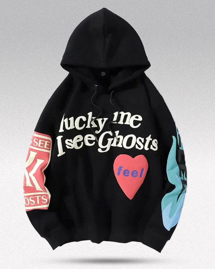 Foam Print hoodie ’Ghost’ - black / M