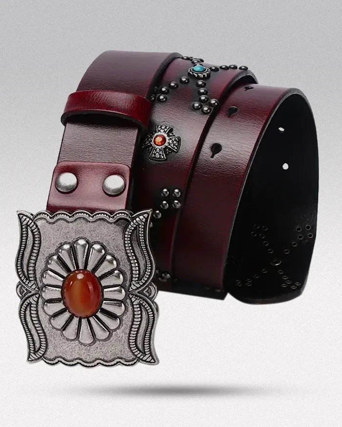 Genuine Leather Belt ’Shable’ - Red / 105cm / 41inches