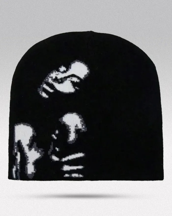 Graphic beanie ’Muse’ - black