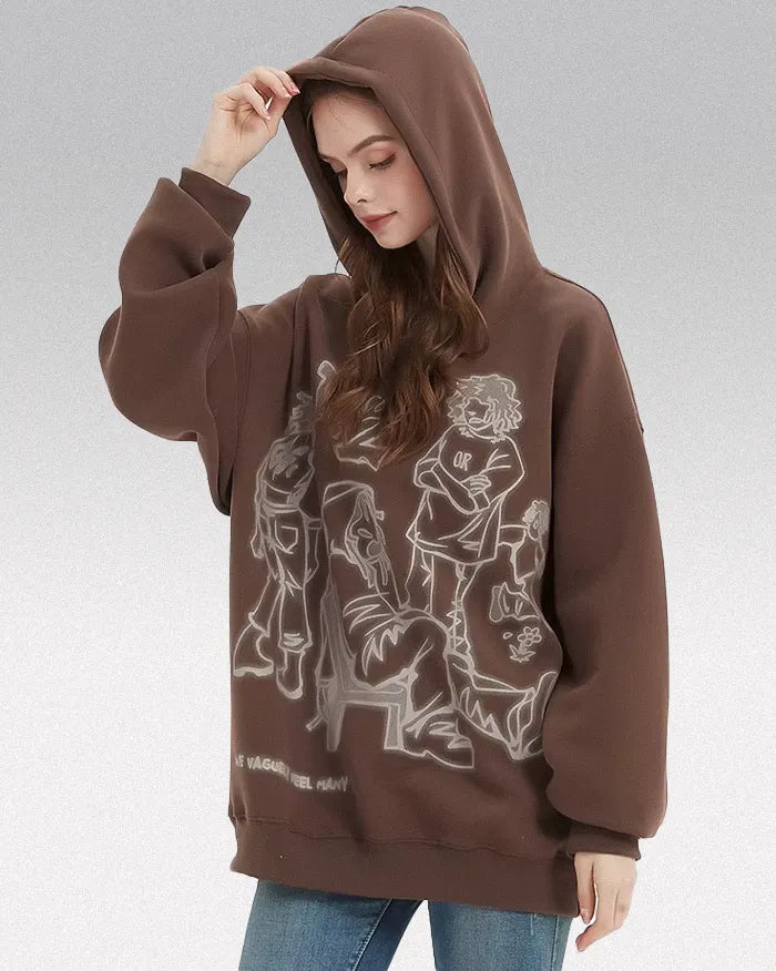 Graphic hoodie ’Sora’ - Brown / S