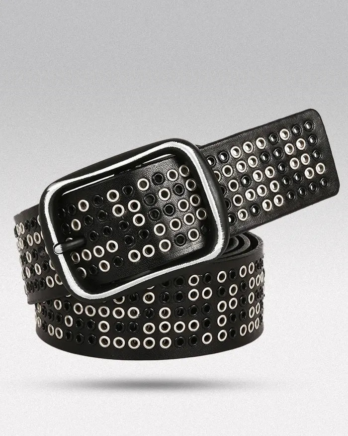 Grommet belt ’Radial’ - Black / 100cm / 39inches