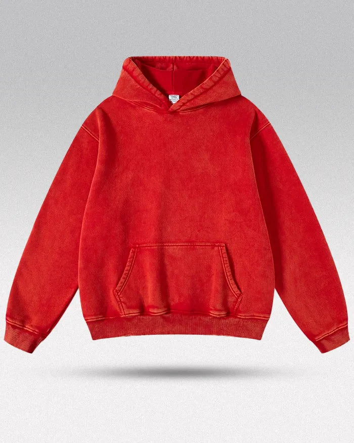 Heavyweight acid wash hoodie ’Plasma’ - Red / S