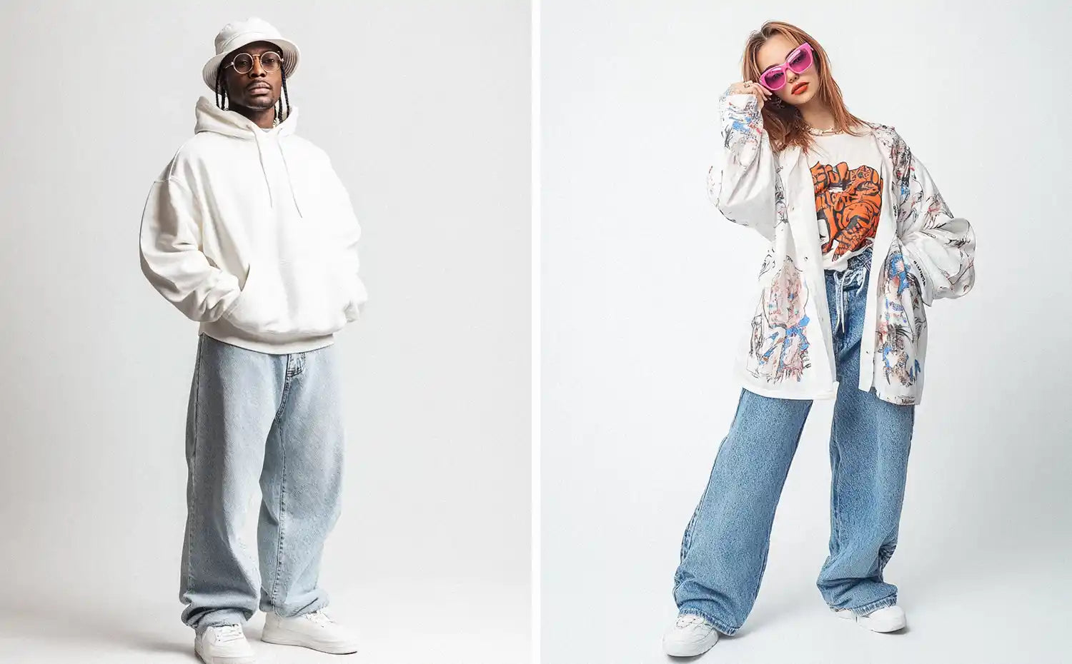 a black man and a white girl in y2k style