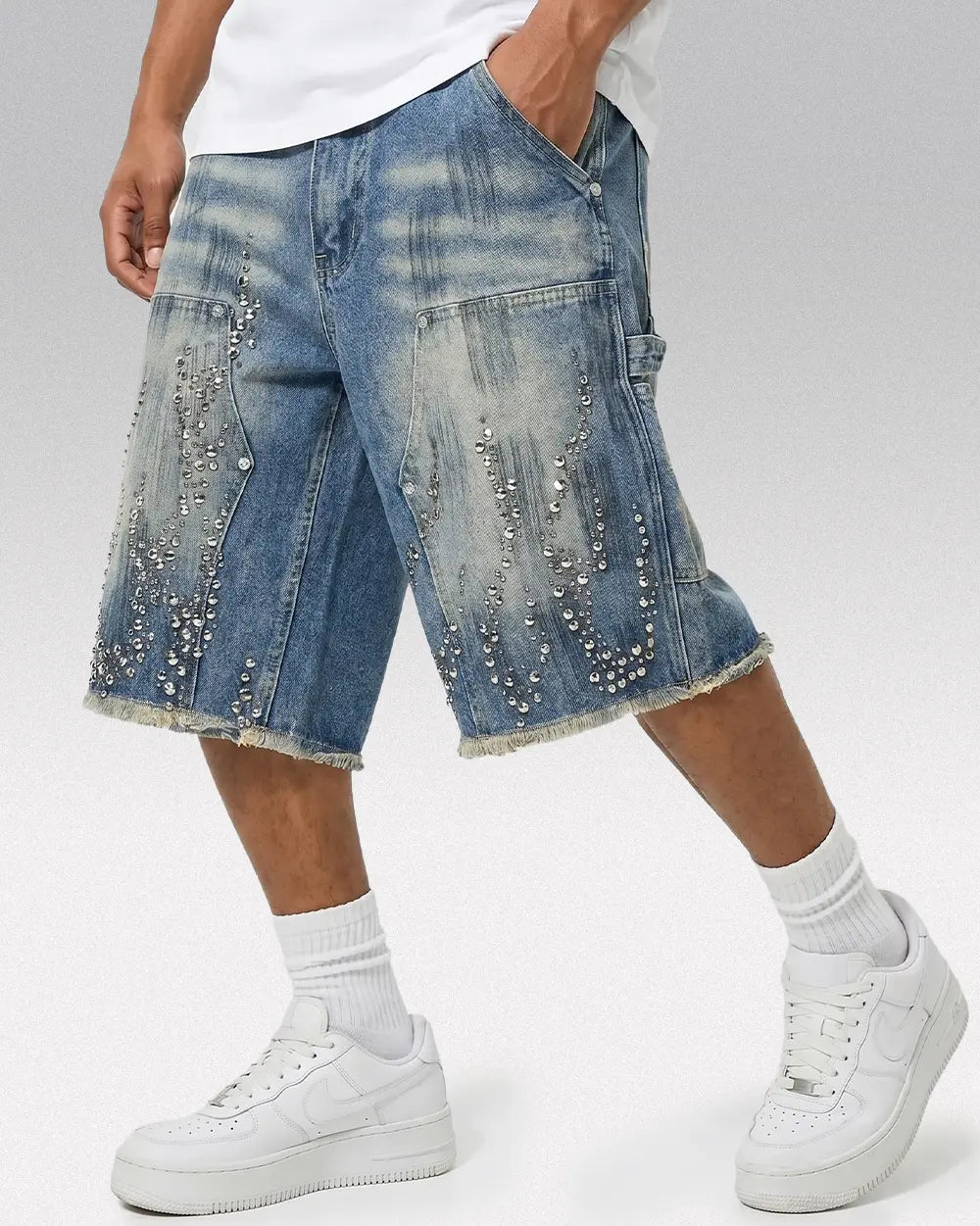 Jorts Rhinestone ’Shard’ - Blue / S