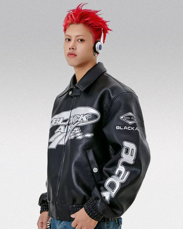 Leather racing jacket ’Vertex’