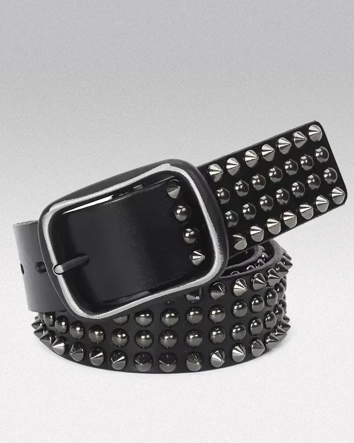 Leather studded belt ’Monarch’ Black / 105cm / 41inches