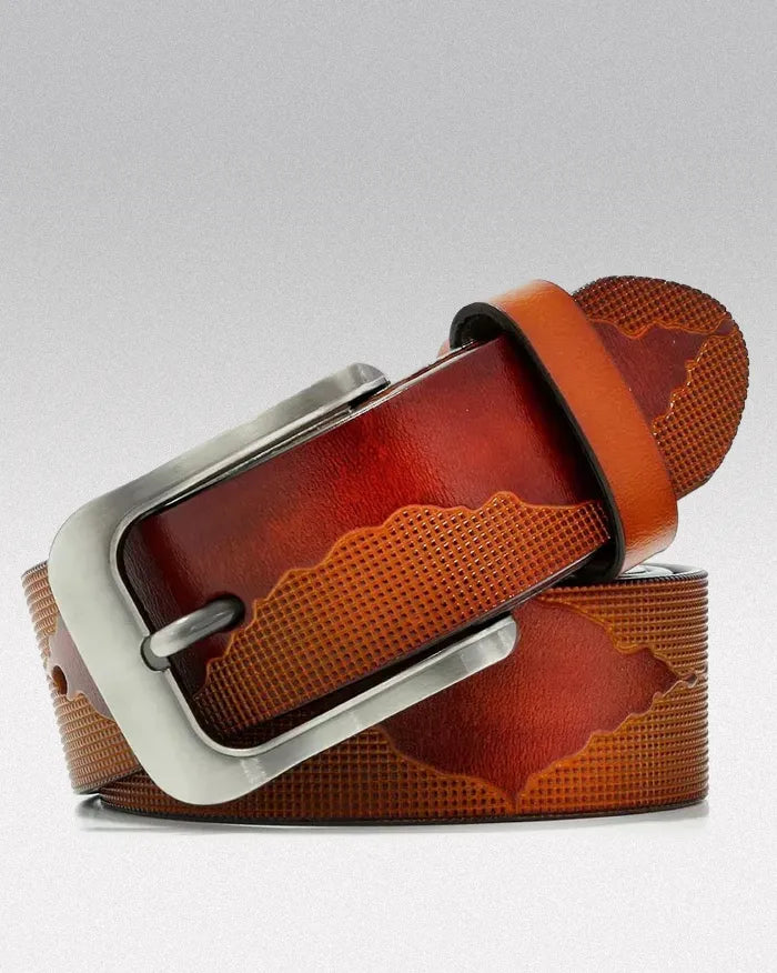 Men’s genuine leather belt ’Lunarwave’ - Camel / 105cm / 41inches
