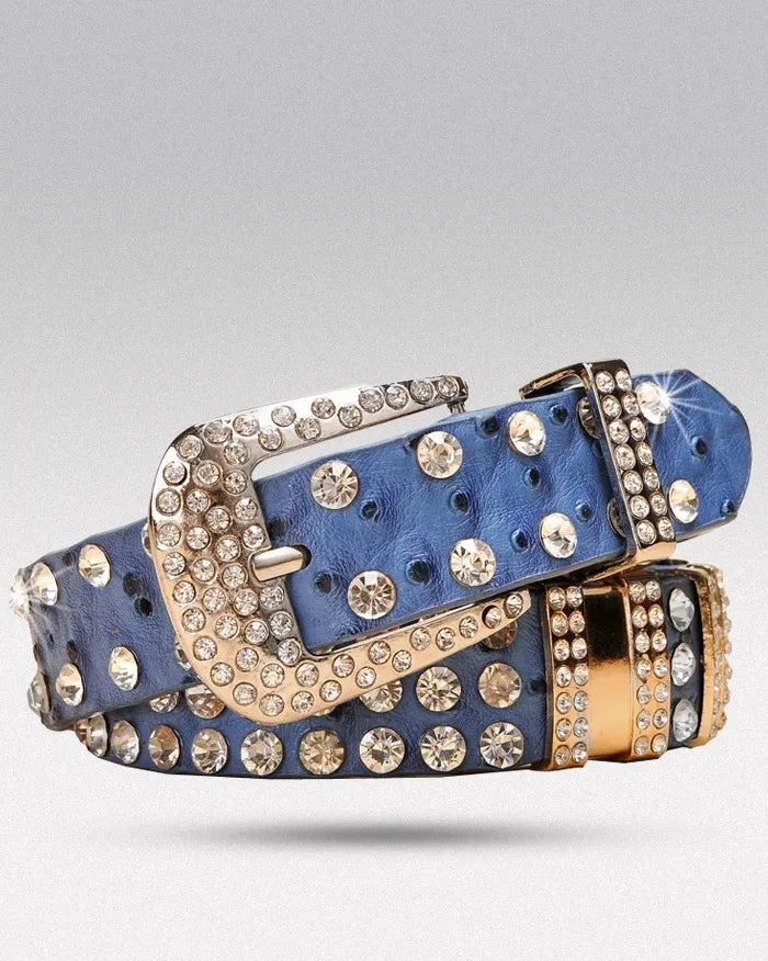 Rhinestone belt ’Haze’ - Blue / 95cm / 37inches