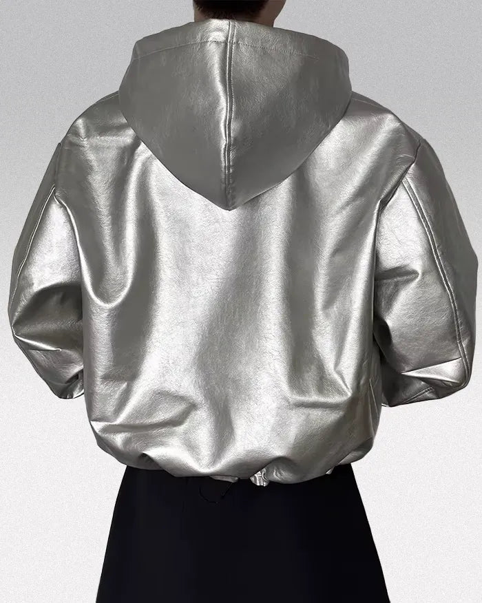 Silver faux leather jacket ’Ozone’