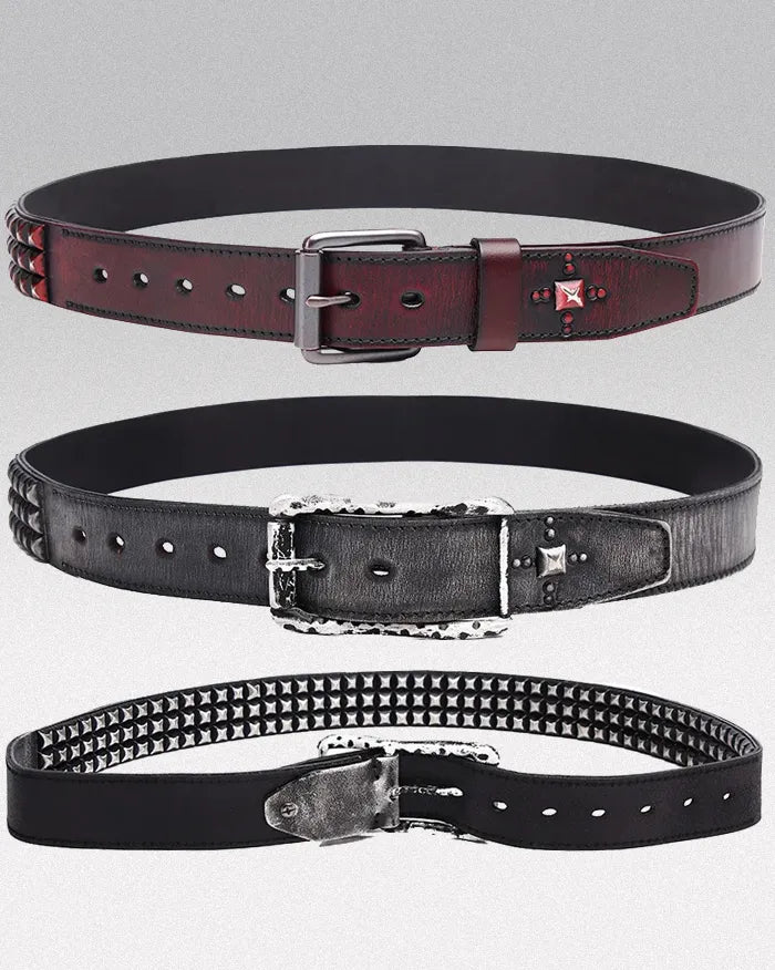 Studded leather belt ’Circuit’