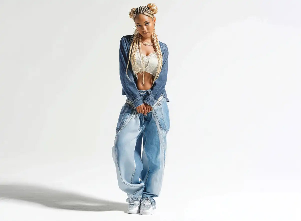 woman with braids in y2k outfits