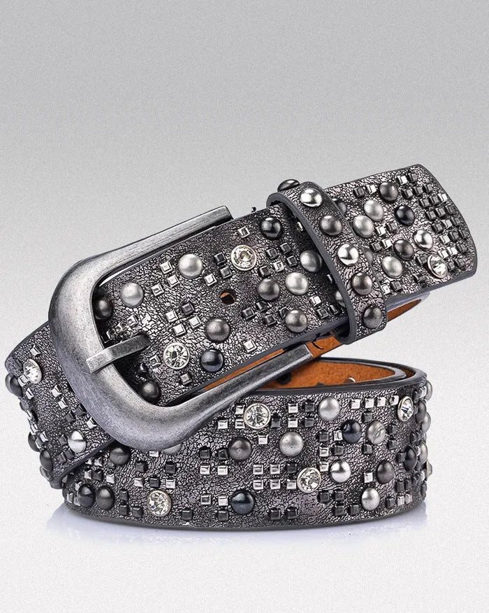 Women’s rhinestone belt ’Shade’ - Silver / 90cm / 35inches