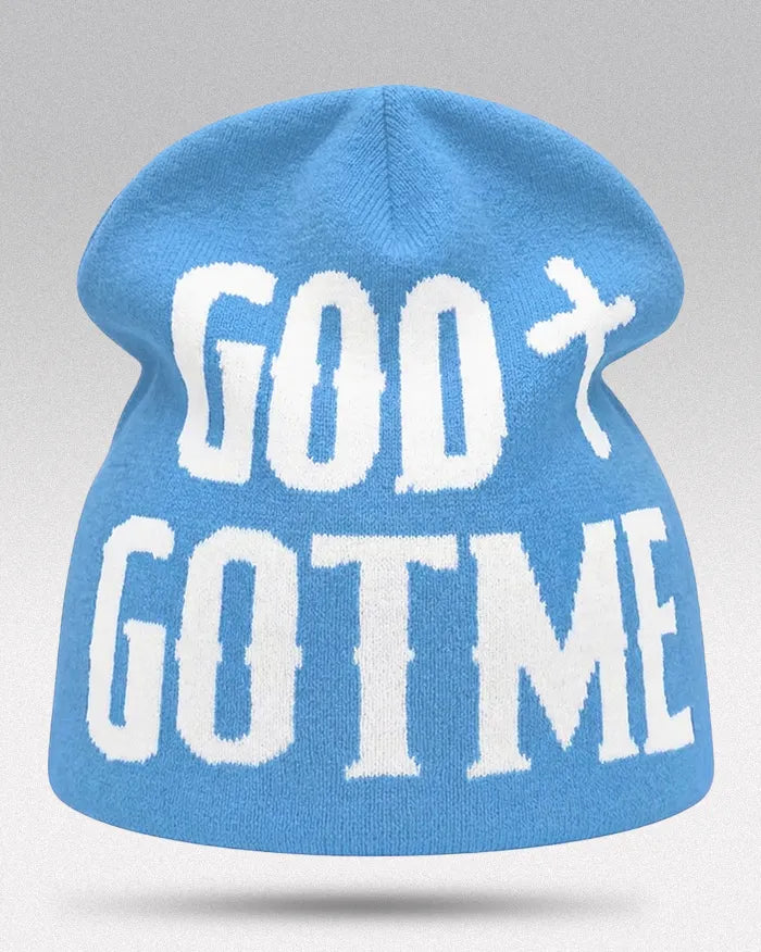 Y2K Beanie Hat ’GGM’ - Light Blue / One Size