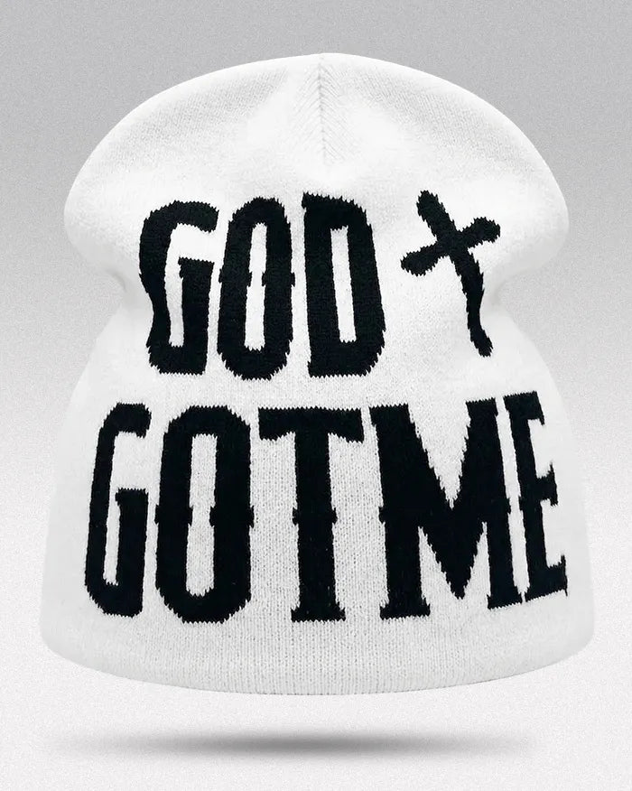 Y2K Beanie Hat ’GGM’ - White / One Size