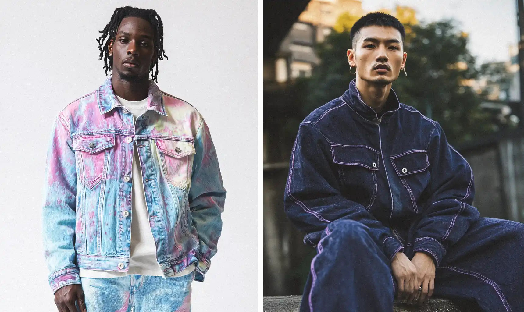 2 men in y2k denim jeans clothes