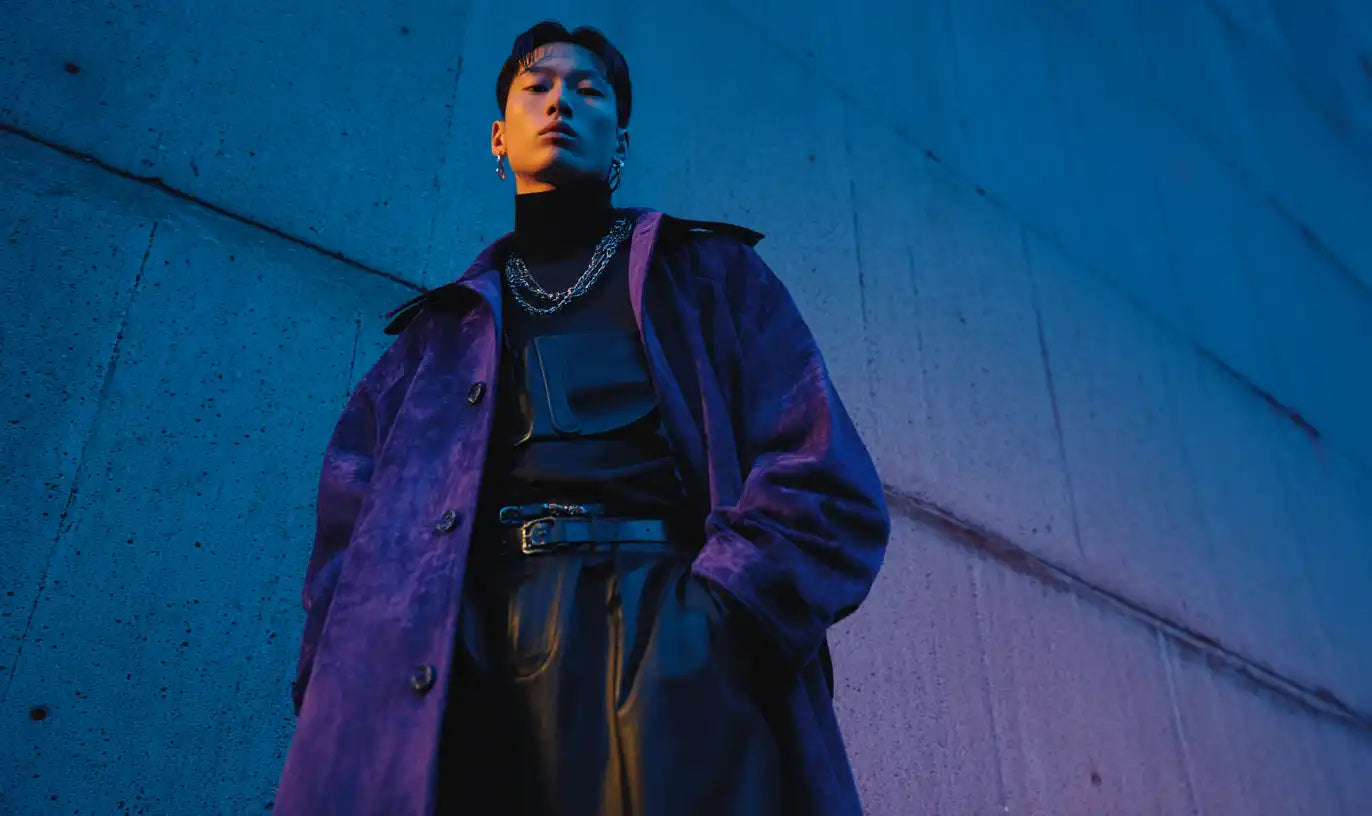 asian man in y2k streetwear style