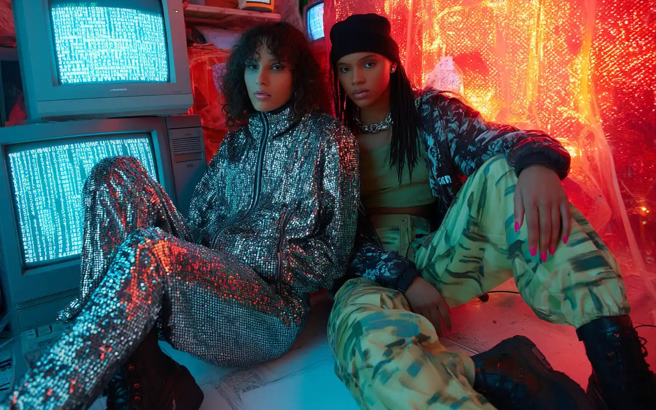 2 girls in cyber y2k style
