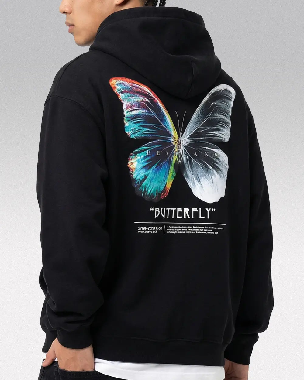 Y2k hoodie ’Butterfly’ - Black / S