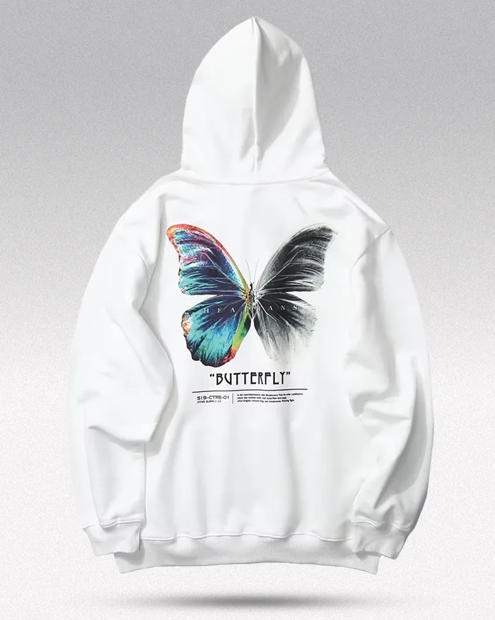 Y2k hoodie ’Butterfly’ - White / S