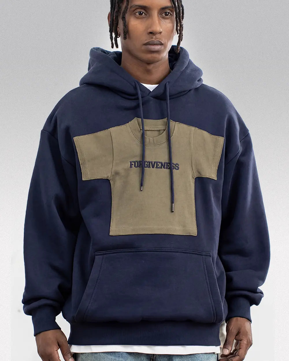 Y2k hoodie men’s ’Mona’ - M / Navy Blue