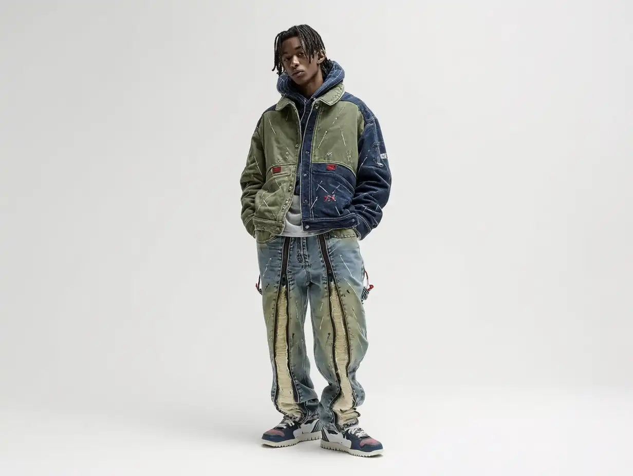 black man in y2k drip jeans