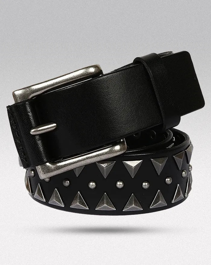 Y2k leather belt ’Flux’ - Black / 105cm / 41inches