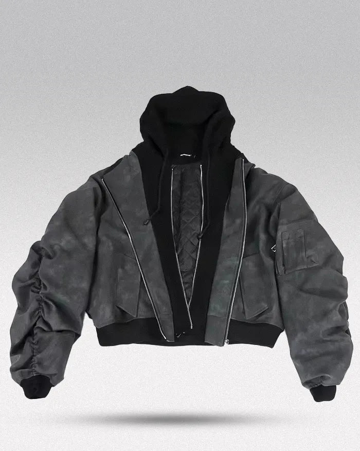 Y2k oversized jacket ’Nightcore’ - Gray / M