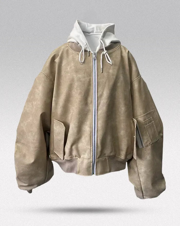 Y2k oversized jacket ’Nightcore’ - Khaki / M