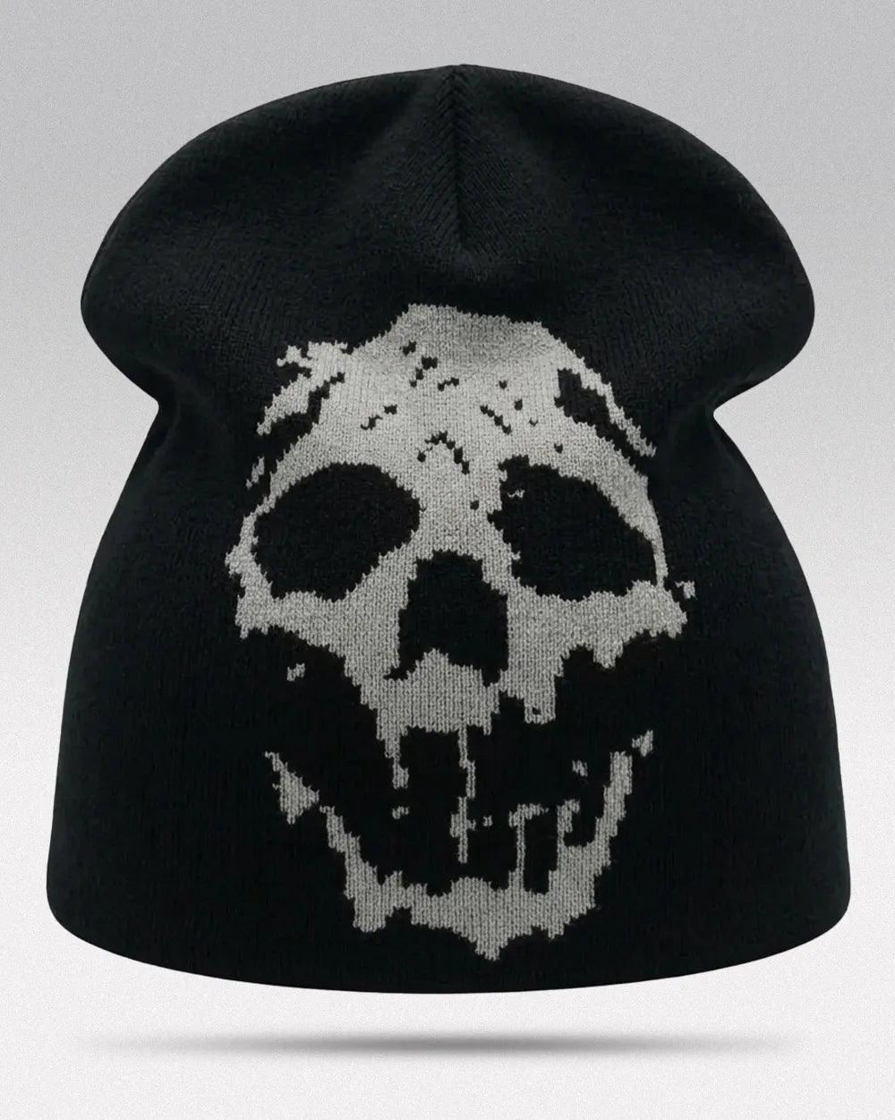 Y2K Skull Beanie - Black Gray