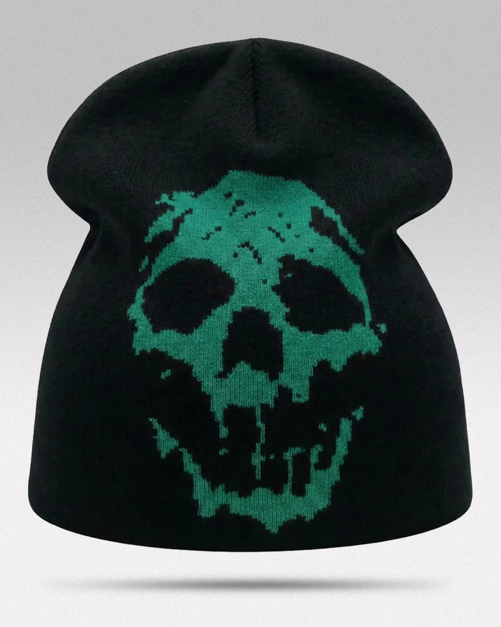 Y2K Skull Beanie - Black Green